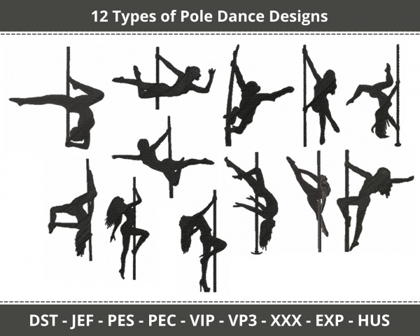 Pole Dances Machine Embroidery Design