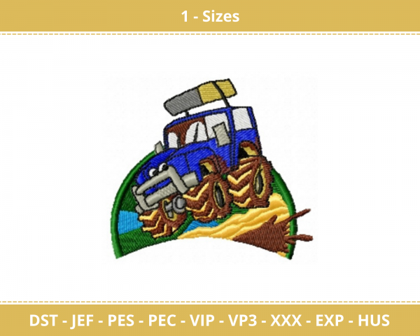 Cartoon Jeep Car Machine Embroidery Designs-1 Size-instant download