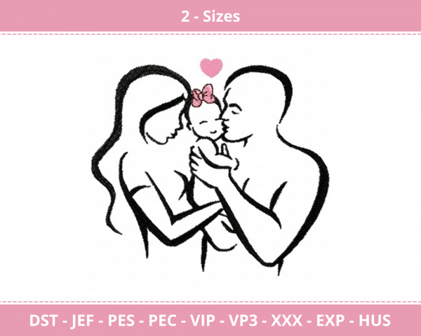 Cute Lovely Family Machine Embroidery Design