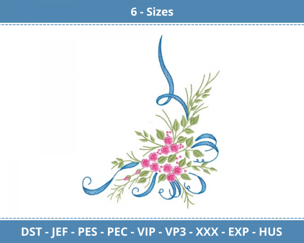 Flowers Corner Machine Embroidery Designs-6 Size-instant download