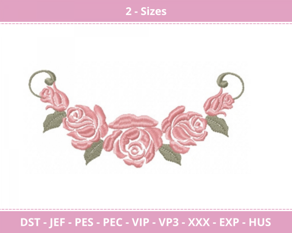 Pink Rose Flower Machine Embroidery Designs-2 Size-instant download