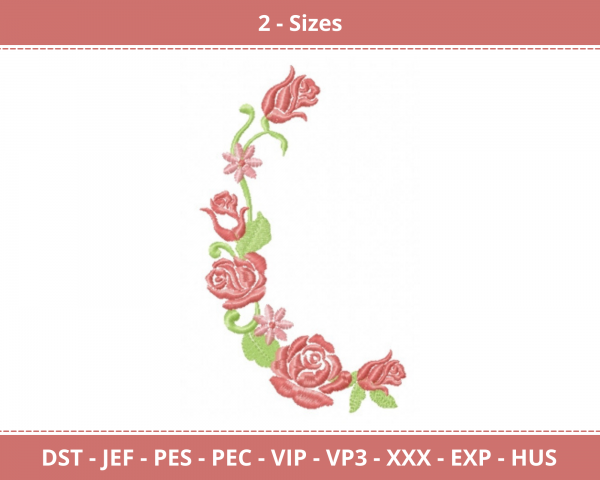 Pink Rose Flower Machine Embroidery Design