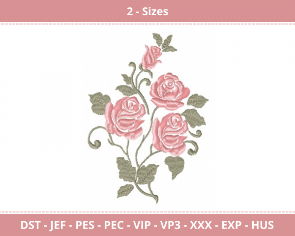 Romantic Roses Machine Embroidery Designs-2 Size-instant download