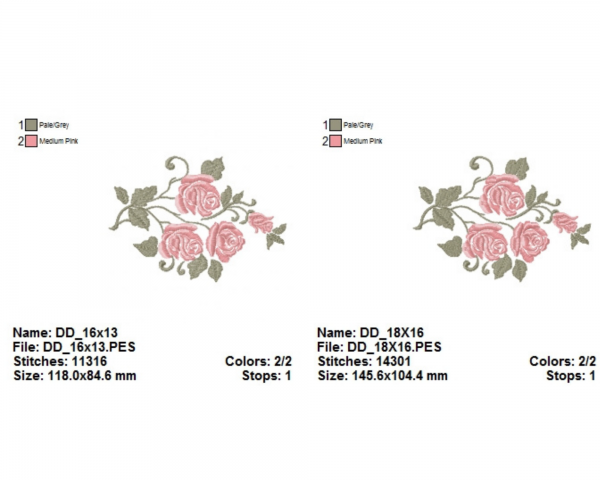 Romantic Roses Machine Embroidery Designs-2 Size-instant download