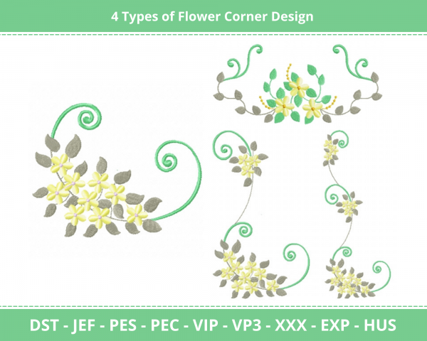 Flower Corner Machine Embroidery Design