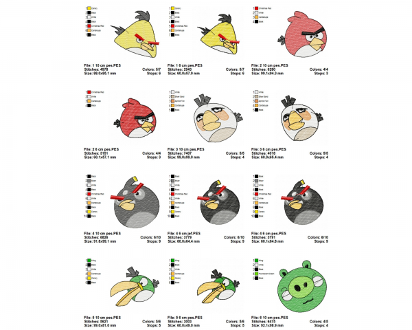 Angry Bird Machine Embroidery Designs-2 Size-instant download