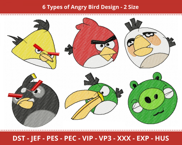 Angry Bird Machine Embroidery Design