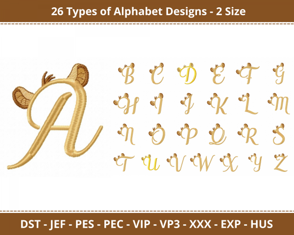 Alphabet Machine Embroidery Designs-2 Size-instant download