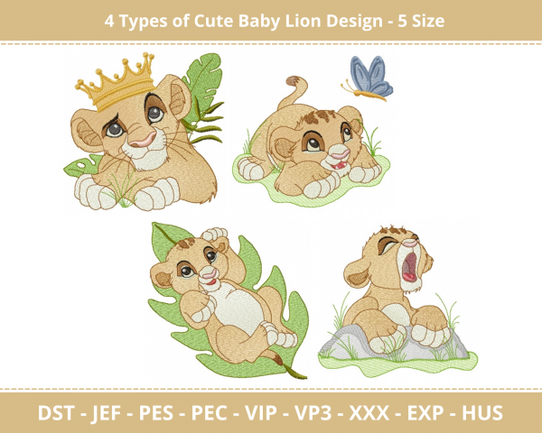 Cute Baby Lion Machine Embroidery Designs-5 Size-instant download