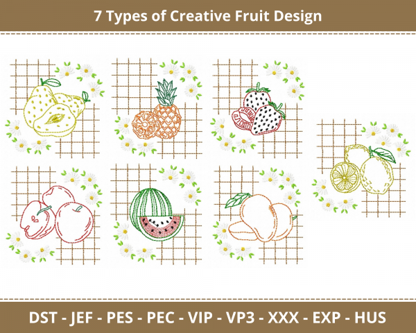 Creative Fruit Machine Embroidery Design
