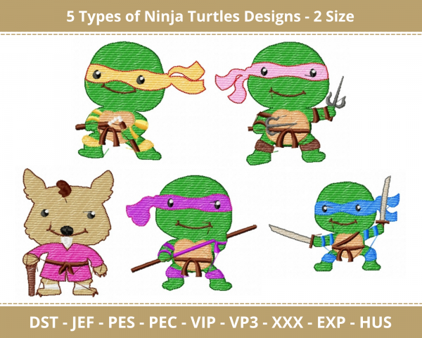 Ninja Turtles Machine Embroidery Designs-2 Size-instant download