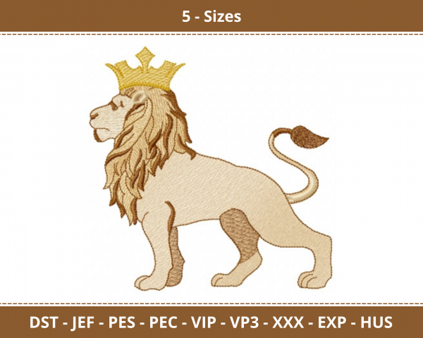 King Lion Machine Embroidery Designs-5 Size-instant download