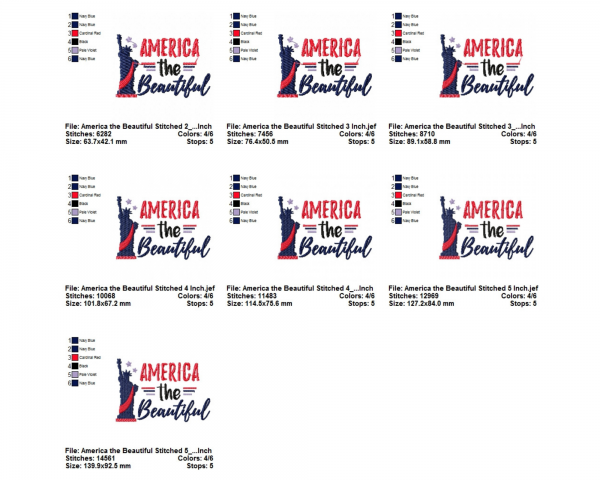 America the Beautiful Quotes Embroidery Design - Machine Embroidery Pattern - 7 Sizes - Instant Download Machine Embroidery Designs