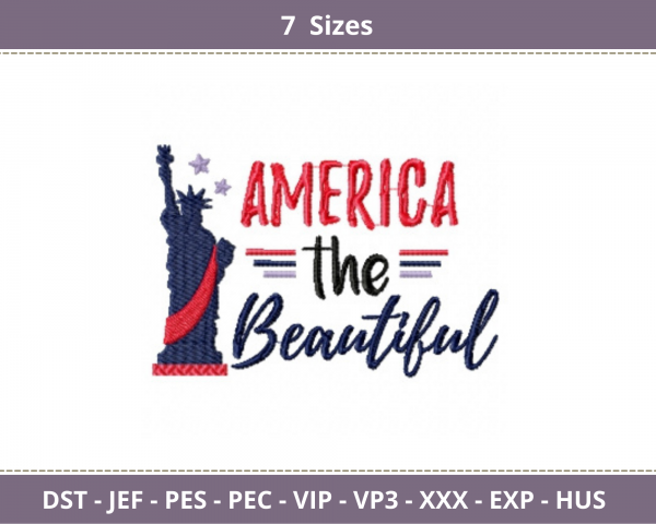 America the Beautiful Quotes Embroidery Design - Machine Embroidery Pattern - 7 Sizes - Instant Download