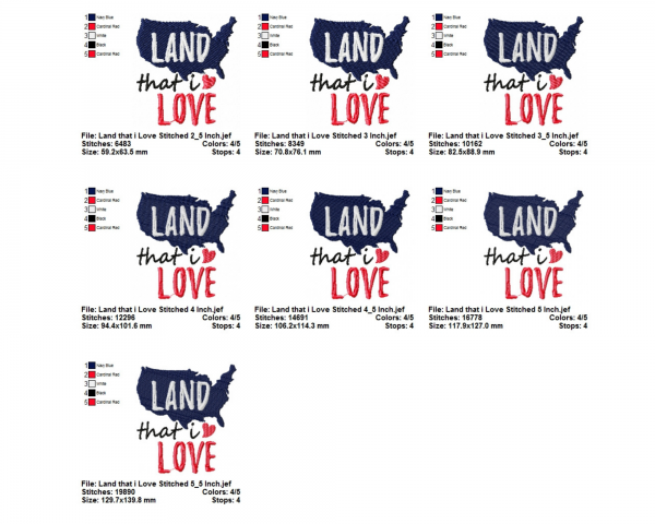 Land that i Love Quotes Embroidery Design - Machine Embroidery Pattern - 7 Sizes - Instant Download Machine Embroidery Designs