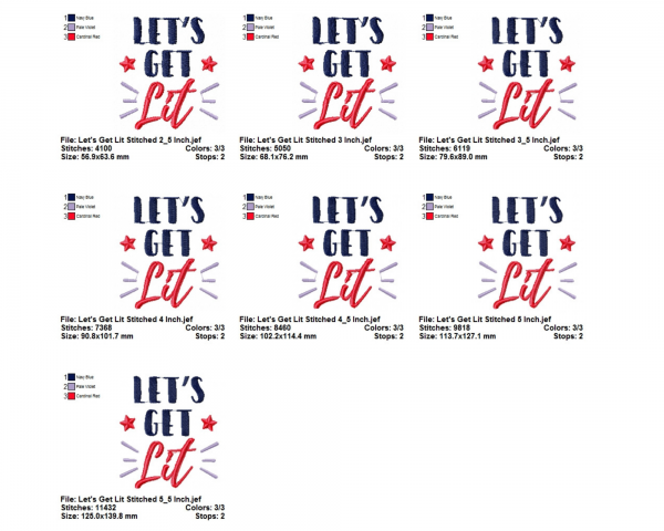 Let's Get Lit Quotes Embroidery Design - Machine Embroidery Pattern - 7 Sizes - Instant Download Machine Embroidery Designs