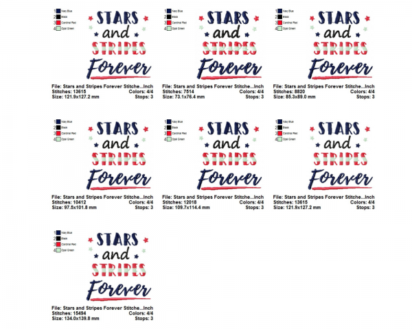 Stars and Stripes Forever Quotes Embroidery Design - Machine Embroidery Pattern - 7 Sizes - Instant Download Machine Embroidery Designs