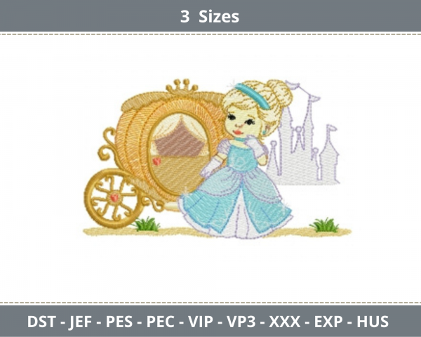 Princess Embroidery Design - Machine Embroidery Pattern - 3 Sizes - Instant Download