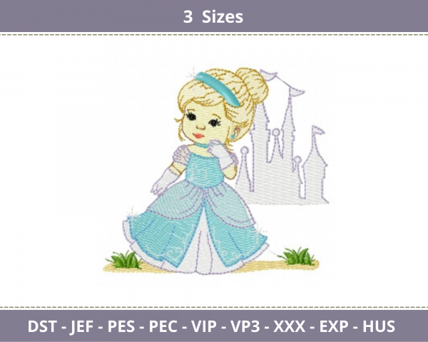 Princess Embroidery Design - Machine Embroidery Pattern - 3 Sizes - Instant Download