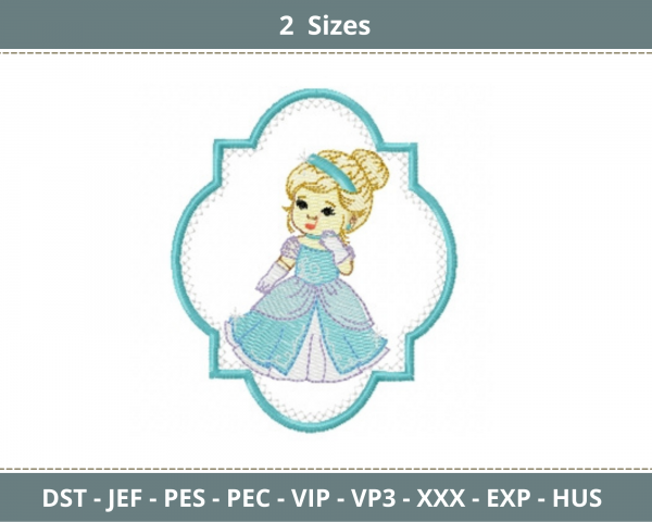Princess Embroidery Design - Machine Embroidery Pattern - 2 Sizes - Instant Download