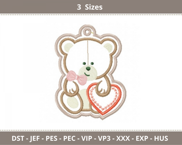 Teddy Bear Embroidery Design - Machine Embroidery Pattern- 3 Sizes – Instant Download Machine Embroidery Designs