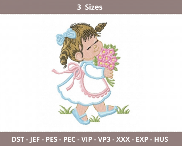 Baby Girl Embroidery Design - Machine Embroidery Pattern - 3 Sizes - instant Download 