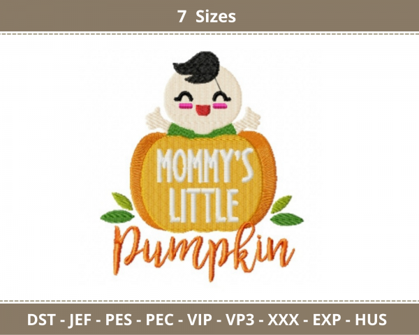Mommy's Little Pumpkin Quotes Embroidery Design - Machine Embroidery Pattern - 7 Sizes - Instant Download