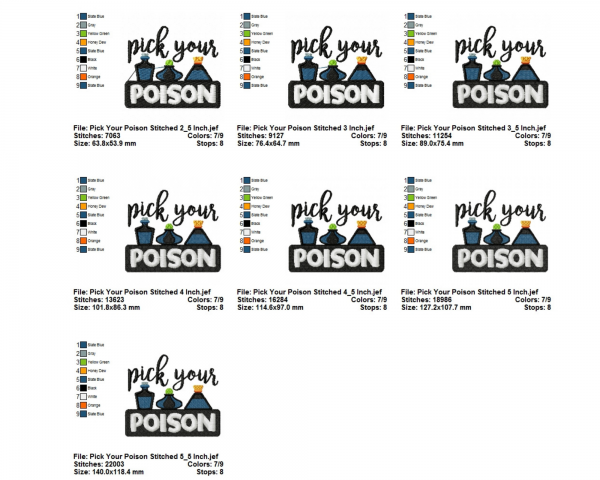 Pick Your Poison Quotes Embroidery Design - Machine Embroidery Pattern - 7 Sizes - Instant Download Machine Embroidery Designs