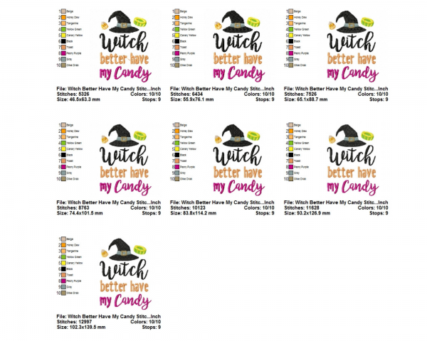 Witch Better Have My Candy Quotes Embroidery Design - Machine Embroidery Pattern - 7 Sizes - Instant Download Machine Embroidery Designs
