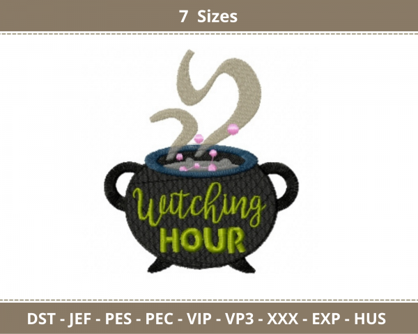 Witching Hour Quotes Embroidery Design - Machine Embroidery Pattern - 7 Sizes - Instant Download