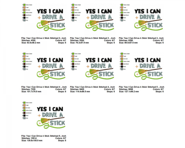 Yes I Can Drive A Stick Quotes Embroidery Design - Machine Embroidery Pattern - 7 Sizes - Instant Download Machine Embroidery Designs