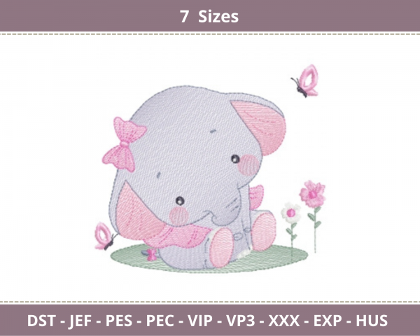Baby Elephant Embroidery Design - Animal - Machine Embroidery Pattern - 7 Sizes - Instant Download Machine Embroidery Designs
