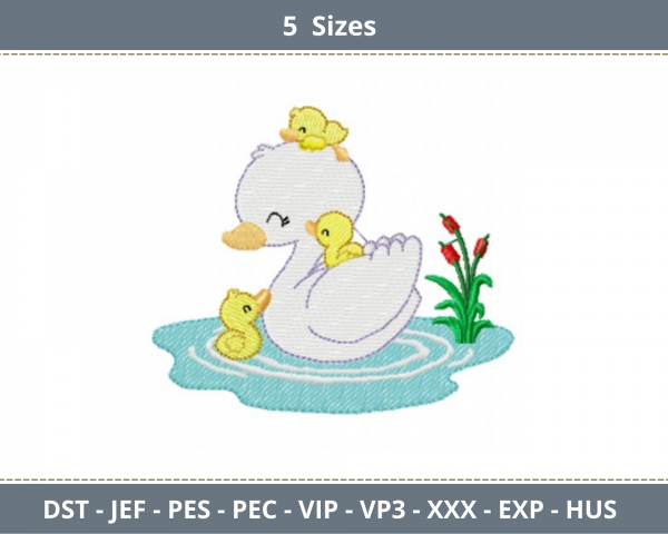 Duck Bird Embroidery Design - Machine Embroidery Pattern - 5 Sizes - Instant Download
