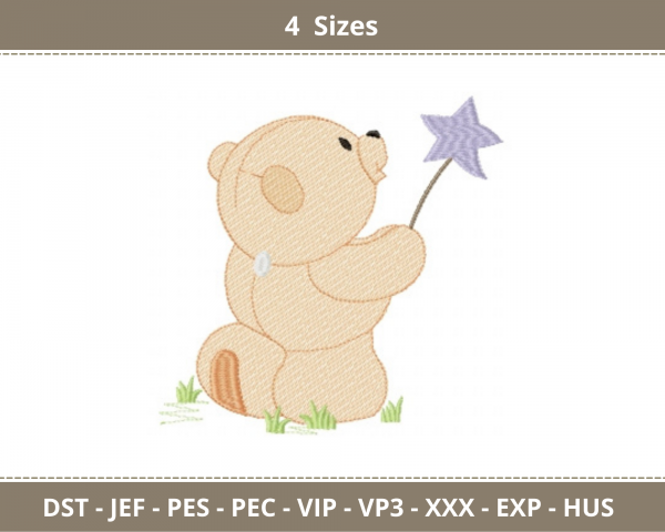 Teddy Bear Embroidery Design - Machine Embroidery Pattern- 4 Sizes – Instant Download Machine Embroidery Designs