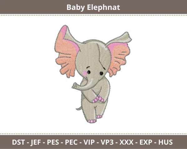Baby Elephant Embroidery Design - Animal - Machine Embroidery Pattern - Instant Download
