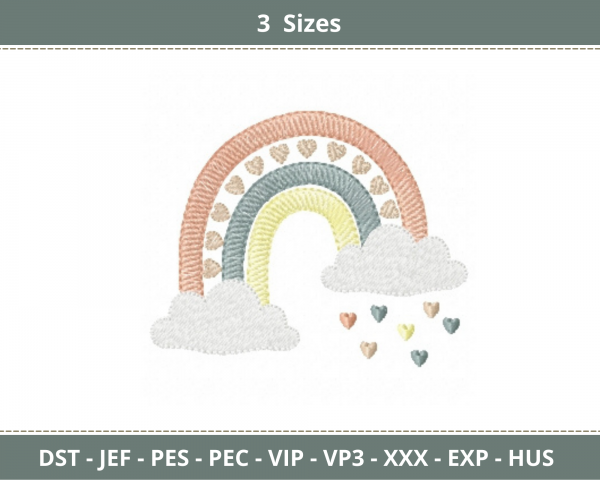 Creative Rainbow Embroidery Design - Machine Embroidery Pattern - 3 Sizes - Instant Download