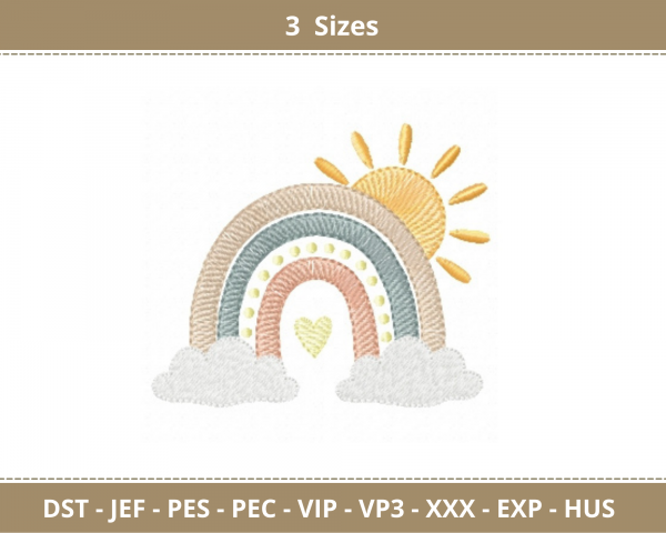 Creative Rainbow Embroidery Design - Machine Embroidery Pattern - 3 Sizes - Instant Download
