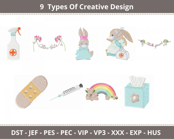 Creative Embroidery Design - machine Embroidery Pattern - 9 Types - Instant Download