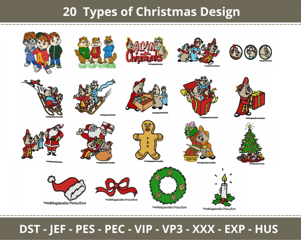 Christmas  Embroidery Design - Machine Embroidery Pattern - 20 Types - Instant Download