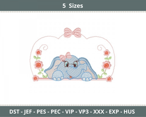 Baby Elephant Embroidery Design - Animal - Machine Embroidery Pattern - 5 Sizes - Instant Download