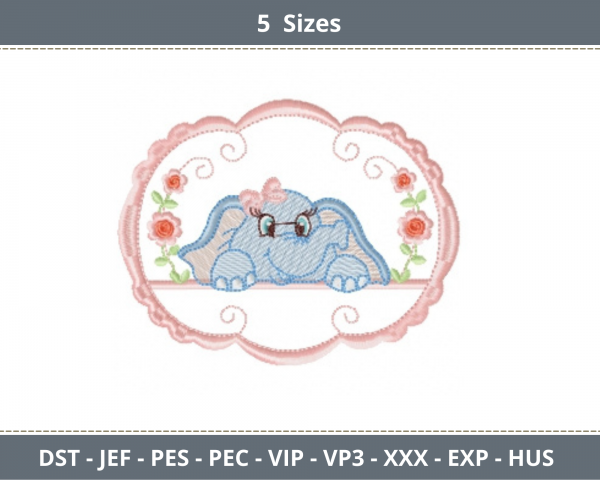 Baby Elephant Embroidery Design - Animal - Machine Embroidery - 5 Sizes - Instant Download