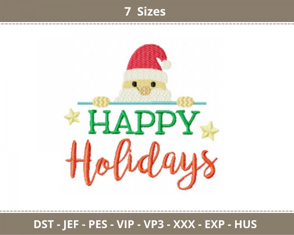 Happy Holidays Quotes Embroidery Design - Machine Embroidery Pattern - 7 Sizes - Instant Download Machine Embroidery Designs