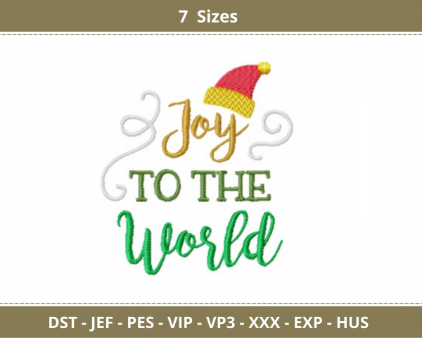 Joy to the World Quotes Embroidery Design - Machine Embroidery Pattern - 7 Sizes - Instant Download
