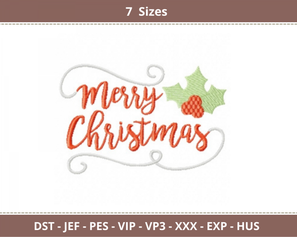 Merry Christmas Quotes Embroidery Design - Machine Embroidery Pattern - 7 Sizes - Instant Download