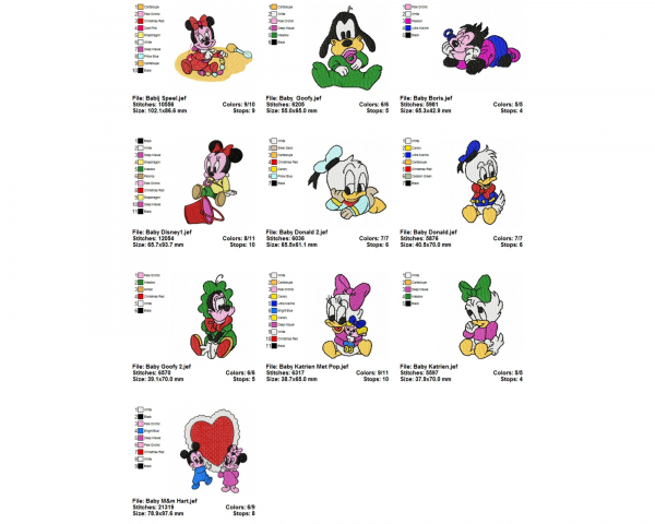 Disney Cartoon Embroidery Design - Machine Embroidery Pattern - 10 Types - Instant Download Machine Embroidery Designs