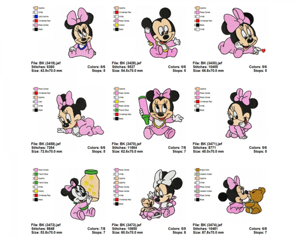 Mickey Mouse Embroidery Design - Cartoon - Machine Embroidery Pattern - 16 Types - Instant Download Machine Embroidery Designs