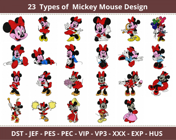 Mickey Mouse Embroidery Design - Cartoon - Machine Embroidery Pattern - 23 Types - Instant Download