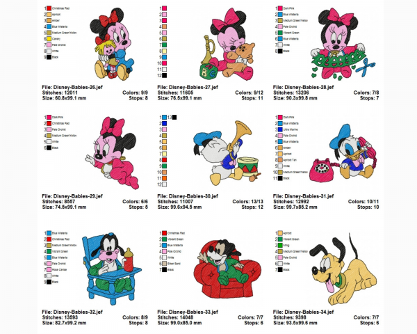 Disney Cartoon Embroidery Design - Machine Embroidery Design - 22 Types - Instant Download Machine Embroidery Designs