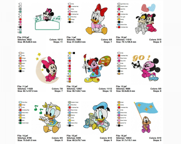 Disney Cartoon Embroidery Design - Machine Embroidery Design - 19 Types - Instant Download Machine Embroidery Designs