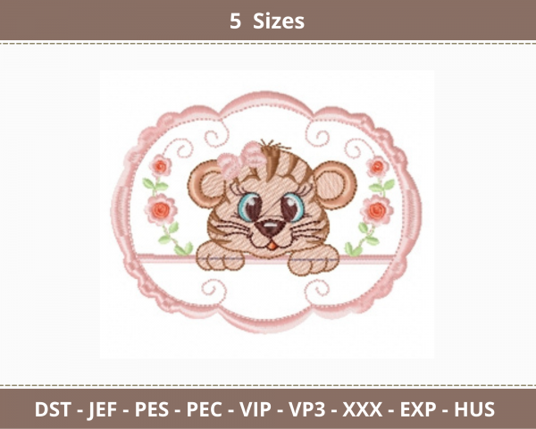 Tiger Embroidery Design - Animal - Machine Embroidery Pattern - 5 Sizes - Instant Download